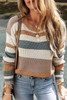 Camel Classic Round Neck Colorblock Knit Sweater