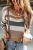 Camel Classic Round Neck Colorblock Knit Sweater