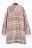 Pink Plus Size Macrame Plaid Coat