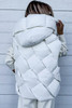 White Quilted Zipper Front Hooded Vest Coat