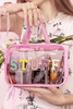 Pink STUFF Glitter Chenille Patched Transparent Makeup Bag