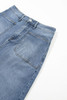 Sky Blue 4 Patch Pockets Front Slit Midi Denim Skirt