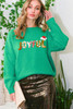 Bright Green Sequined JOYFUL Graphic Christmas Sweater