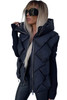 Black Quilted Zipper Front Hooded Vest Coat