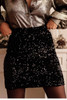 Black Sequin Bodycon Mini Skirt