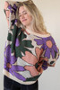 Multicolour Flower Print Loose Sweater