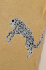 Camel Fuzzy Cheetah Accent Round Neck Sweater