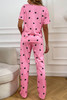Pink Valentines Heart Print Tee and Pants Lounge Set