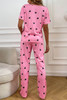 Pink Valentines Heart Print Tee and Pants Lounge Set