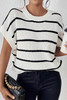 White Stripe Striped Pattern Batwing Sleeve Sweater