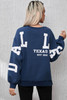 Sail Blue DALLAS Print Balloon Sleeve Oversized Sweatshirt