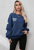 Sail Blue DALLAS Print Balloon Sleeve Oversized Sweatshirt