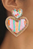 Pink Colorful Sequined Hearts Valentines Fashion Earrings