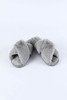 Gray Crossed Straps Winter Furry Slippers