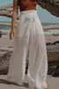 White Smocked High Waist Bohemian Wide Leg Pants