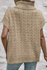 Light French Beige Cable Knit Turtleneck Batwing Sleeve Sweater