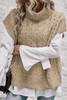 Light French Beige Cable Knit Turtleneck Batwing Sleeve Sweater