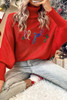 Fiery Red Christmas Holly Jolly Tinsel Graphic High Neck Sweater