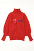 Fiery Red Christmas Holly Jolly Tinsel Graphic High Neck Sweater