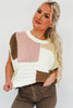 Multicolor Colorblock Mix Textured Sweater Tee