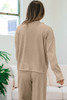 Smoke Gray Loose Textured Pullover and Pants Outfit