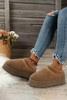 Chestnut Embroidered Sherpa Plush Thick Sole Winter Slippers