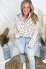 Leopard Fleece Snap Button Pullover Sweatshirt