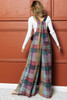 Multicolour Brushed Checkered Wide Leg Overalls