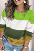 Green Plus Size Color Block Patchwork Sweater