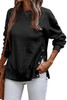 Black Snap Buttons Side Splits Pullover Sweatshirt Black Snap Buttons Side Splits Pullover Sweatshirt