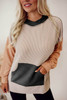 Smoke Gray Color Block High Low Textured Hoodie Smoke Gray Color Block High Low Textured Hoodie