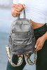 Gray Double Zipper Faux Leather Backpack