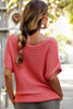 Red Clay Solid Loose Knit Short Dolman Sleeve Sweater Red Clay Solid Loose Knit Short Dolman Sleeve Sweater