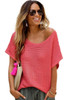Red Clay Solid Loose Knit Short Dolman Sleeve Sweater Red Clay Solid Loose Knit Short Dolman Sleeve Sweater