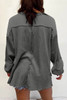 Dark Grey Plus Size Exposed Seam Crinkle Patchwork Top