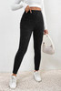 Black Wide Waistband Ribbed Textured Knit Leggings