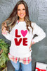 White LOVE Chenille Embroidered Cable Knit Pullover Sweatshirt White LOVE Chenille Embroidered Cable Knit Pullover Sweatshirt