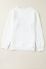 White LOVE Chenille Embroidered Cable Knit Pullover Sweatshirt White LOVE Chenille Embroidered Cable Knit Pullover Sweatshirt