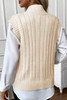 Oatmeal Cable Knit High Neck Sweater Vest