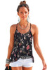 Black Floral Spaghetti Straps Strappy Back Tank Top