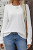 White Round Neck Drop Shoulder Textured Knit Top