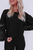 Black Sequin Patchwork Lantern Sleeve Blouse Black Sequin Patchwork Lantern Sleeve Blouse