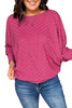 Bright Pink Checker Textured Dolman Sleeve Top