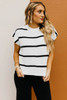 White Striped Batwing Sleeve Sweater Tee