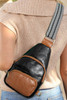 Black Contrast PU Leather Patchwork Crossbody Bag