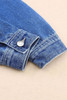 Blue Chest Pockets Drop Shoulder Loose Denim Jacket