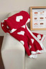 Racing Red Valentine Heart Print Large Plush Blanket
