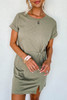 Laurel Green Folded Sleeve Twisted Mini T-Shirt Dress