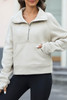 Apricot Half Zipper Kangaroo Pocket Sweatshirt