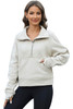 Apricot Half Zipper Kangaroo Pocket Sweatshirt